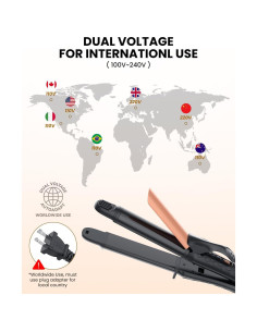 Plancha de Cabello 2-en-1 AmoVee Doble Voltaje 100-240V Negro 2