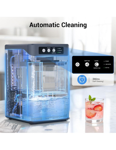 Fabricador de Hielo Nugget QAUSOU 19.96 kg/día Acero Inoxidable