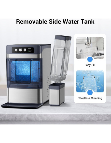 Fabricador de Hielo Nugget QAUSOU 19.96 kg/día Acero Inoxidable