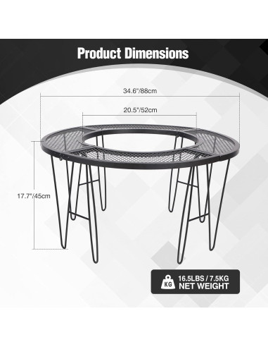 Mesa de Fuego Redonda Plegable REDCAMP 87.88 cm para Exteriores