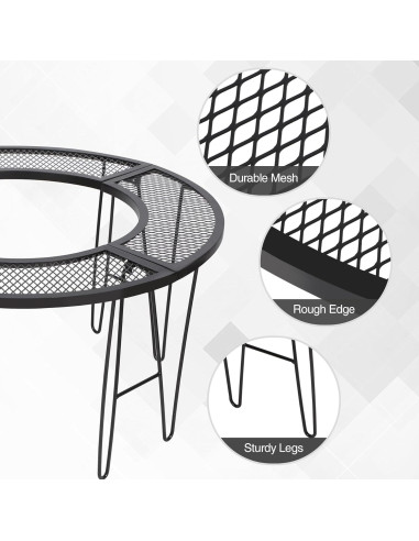 Mesa de Fuego Redonda Plegable REDCAMP 87.88 cm para Exteriores