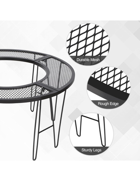 Mesa de Fuego Redonda Plegable REDCAMP 87.88 cm para Exteriores