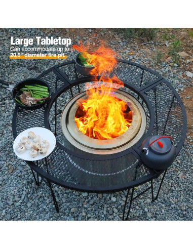 Mesa de Fuego Redonda Plegable REDCAMP 87.88 cm para Exteriores