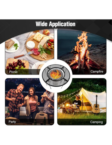 Mesa de Fuego Redonda Plegable REDCAMP 87.88 cm para Exteriores