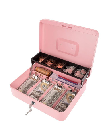 Caja de Dinero Crinwaki con Cerradura Llave 30x24x9cm Rosa