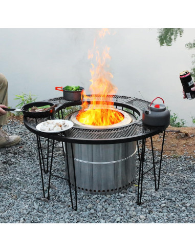 Mesa de Fuego Redonda Plegable REDCAMP 87.88 cm para Exteriores