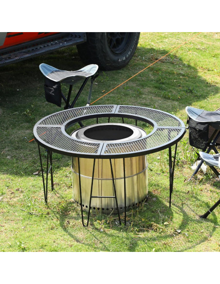 Mesa de Fuego Redonda Plegable REDCAMP 87.88 cm para Exteriores