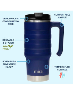 Taza de Viaje Aislada MIRA 24 oz Acero Inoxidable Marino 2