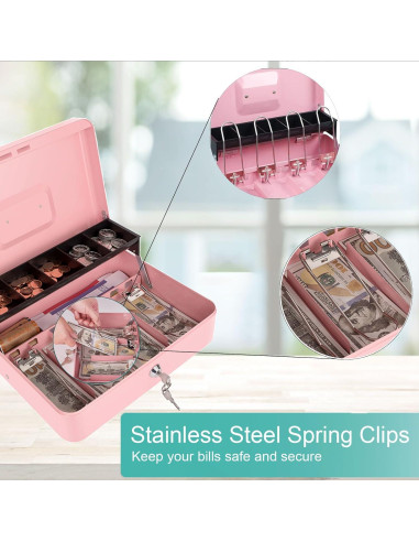 Caja de Dinero Crinwaki con Cerradura Llave 30x24x9cm Rosa
