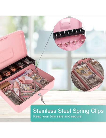 Caja de Dinero Crinwaki con Cerradura Llave 30x24x9cm Rosa