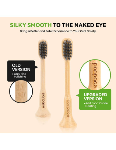Cabezas de cepillo de dientes de bambú Ponpace, cerdas suaves