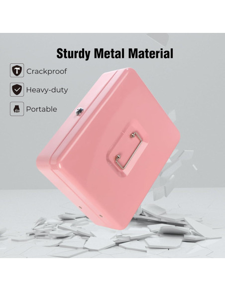 Caja de Dinero Crinwaki con Cerradura Llave 30x24x9cm Rosa