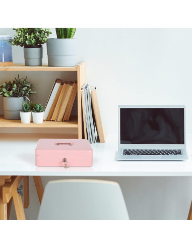 Caja de Dinero Crinwaki con Cerradura Llave 30x24x9cm Rosa