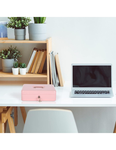 Caja de Dinero Crinwaki con Cerradura Llave 30x24x9cm Rosa