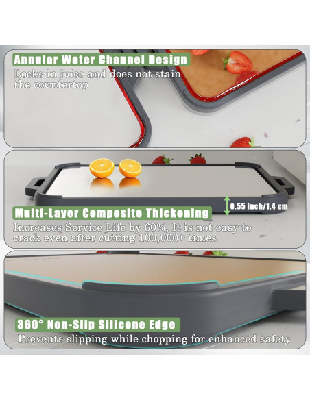 Tabla de Cortar Doble Cara Titanio GUANCI 40.64x27.94 cm