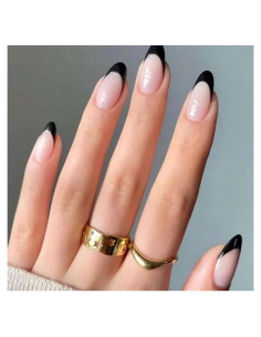 Uñas Postizas Almendras Negras RikView 24 PCS Ecológicas