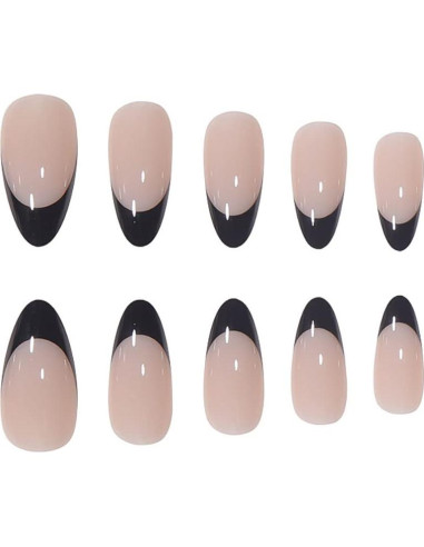 Uñas Postizas Almendras Negras RikView 24 PCS Ecológicas