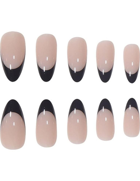 Uñas Postizas Almendras Negras RikView 24 PCS Ecológicas