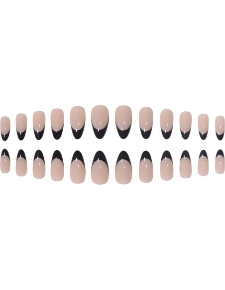 Uñas Postizas Almendras Negras RikView 24 PCS Ecológicas