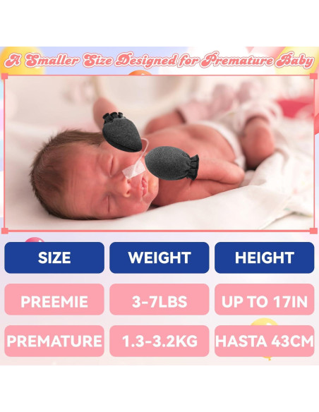 Mitones para Bebés Prematuros Vabean - 24 Pares Algodón Sin Rasguños