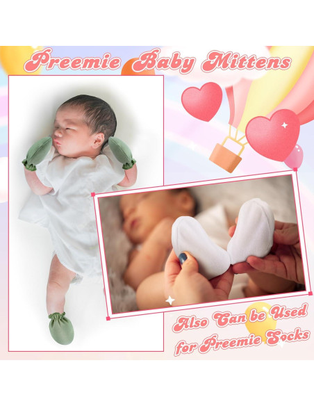 Mitones para Bebés Prematuros Vabean - 24 Pares Algodón Sin Rasguños