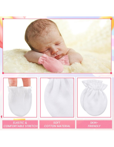 Mitones para Bebés Prematuros Vabean - 24 Pares Algodón Sin Rasguños