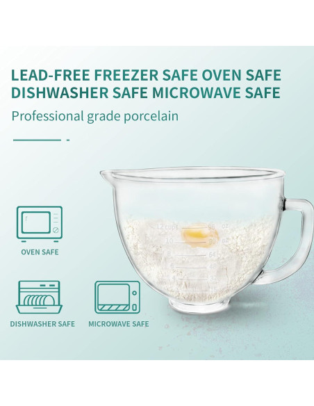 Tazón Mezclador de Vidrio Kitwanda 5 Cuartos para Batidora