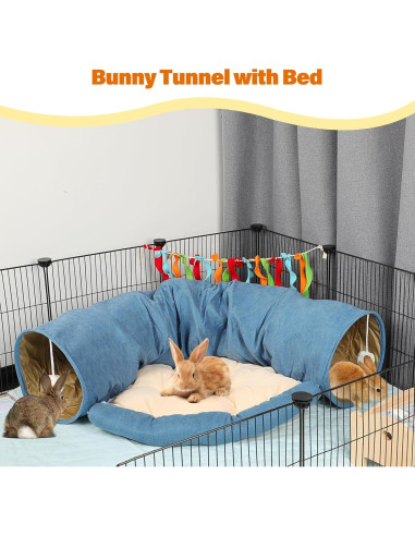 Cama túnel BWOGUE para conejos y gatos, colapsable 2 en 1