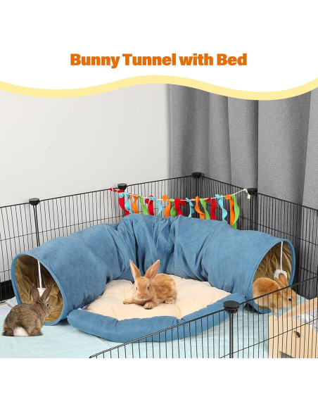 Cama túnel BWOGUE para conejos y gatos, colapsable 2 en 1