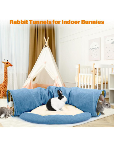 Cama túnel BWOGUE para conejos y gatos, colapsable 2 en 1