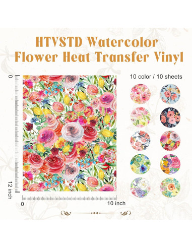 Vinilo HTV Floral 10 Hojas 30.48x25.4 cm HTVSTD