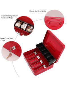 Caja de Dinero xydled con Cerradura de Llave 30x24x9 cm Roja 2