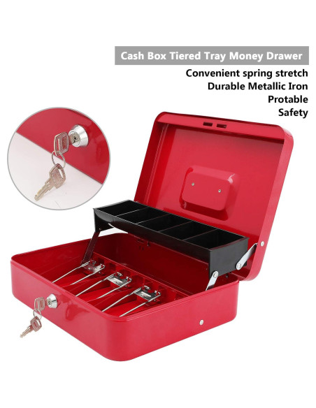 Caja de Dinero xydled con Cerradura de Llave 30x24x9 cm Roja