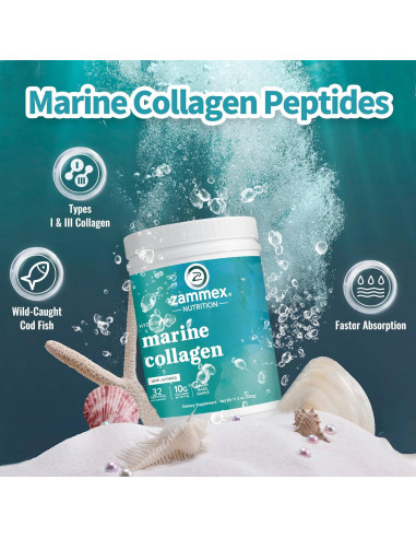 Colágeno Marino Zammex 320g - Pétidos Sin Sabor para Piel y Articulaciones