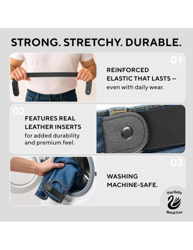 Cinturón Elástico Sin Hebilla para Hombres 61-86 cm