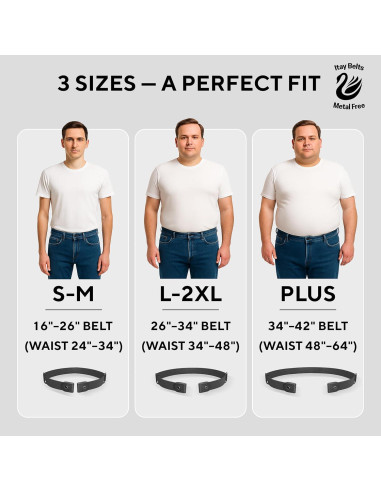 Cinturón Elástico Sin Hebilla para Hombres 61-86 cm