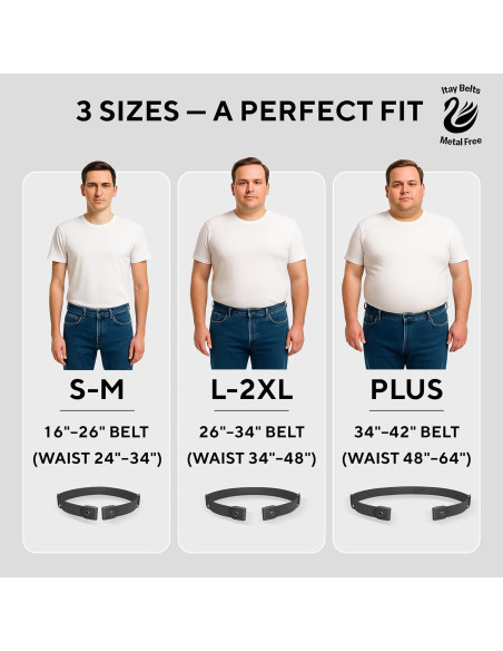 Cinturón Elástico Sin Hebilla para Hombres 61-86 cm