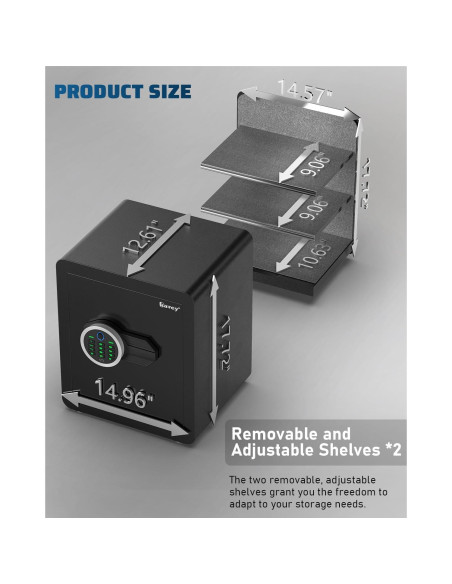 Caja Fuerte Biométrica Kavey 2.0 Pies Cúbicos con Alarma