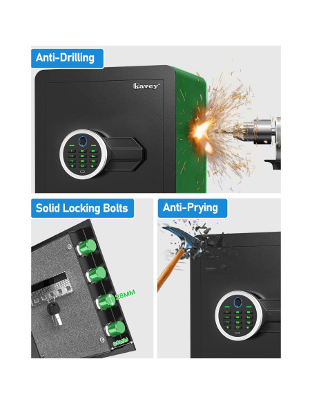 Caja Fuerte Biométrica Kavey 2.0 Pies Cúbicos con Alarma