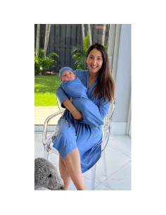 Bata de Maternidad QTECLOR con Manta y Diadema para Mujeres 2