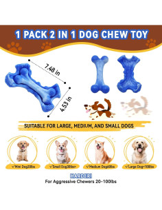 Juguete para perros resistente Magicorange hueso nylon 19cm azul 2