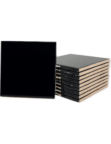 Azulejo Cerámico Brillante Tenedos 10.8x10.8 cm Negro - Caja 10 Pzas