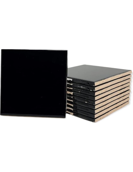 Azulejo Cerámico Brillante Tenedos 10.8x10.8 cm Negro - Caja 10 Pzas