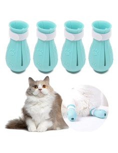 Botas Protectores para Gatos Hetenoyo CAT-PADS Silicona Azul Claro
