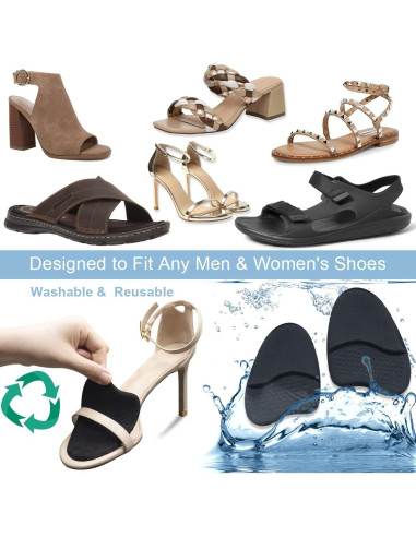 Almohadillas Metatarsales Beautulip para Mujeres - 3 Pares Negros