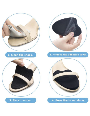 Almohadillas Metatarsales Beautulip para Mujeres - 3 Pares Negros