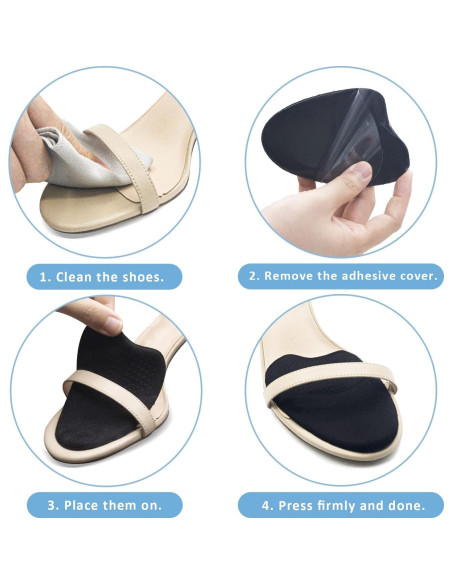 Almohadillas Metatarsales Beautulip para Mujeres - 3 Pares Negros