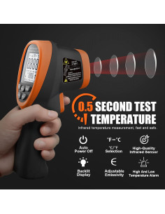 Pistola Termómetro Infrarrojo BTMETER 985C -50C a 800C 2