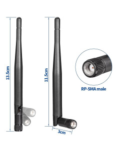 Antena WiFi Banda Dual Bingfu 3dBi RP-SMA Macho Paquete de 4 2