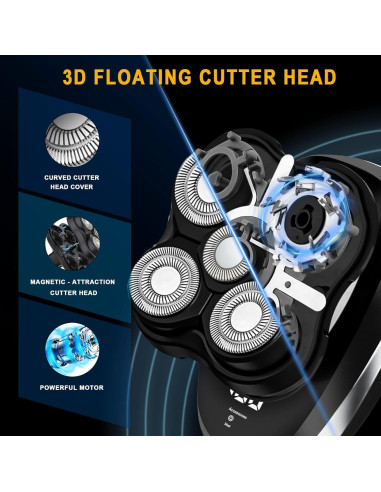 Afeitadora de Cabeza Eléctrica LQT 2025 Flotante 5D Impermeable